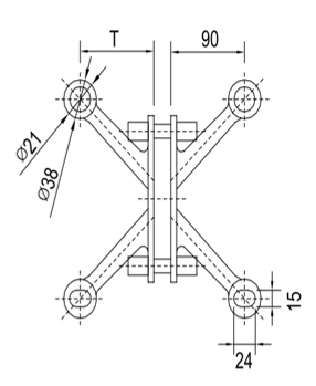 4 Arm Fin Spider Fitting - 200mm Heavy Duty - Image 3